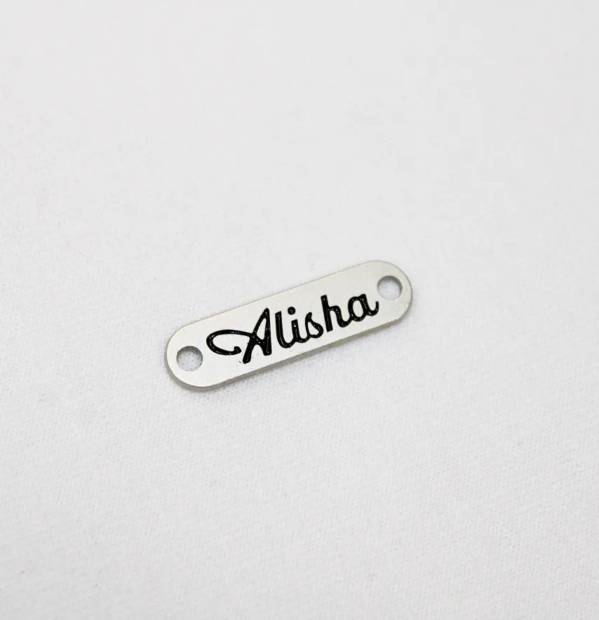 Лейба металева "Alisha" довжина 25*6 мм матове срібло-1