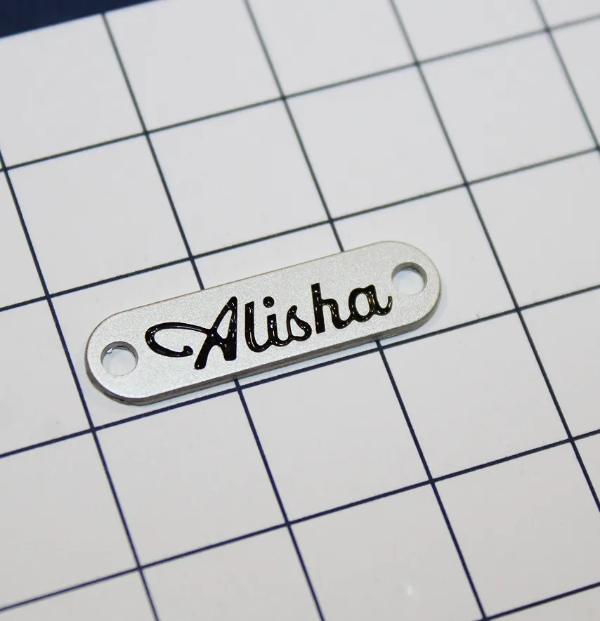 Лейба металева "Alisha" довжина 25*6 мм матове срібло-4