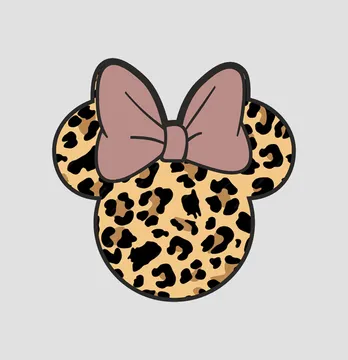 Термонаклейка "Minnie бант" леопардовая 14,5*14,5 см