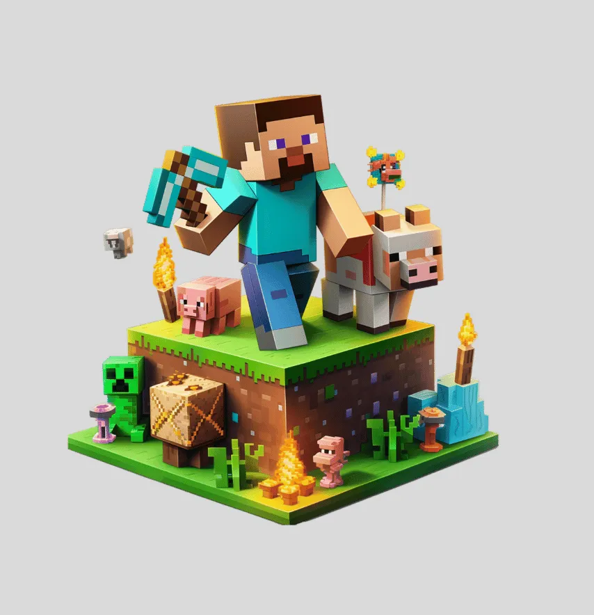 Термоналіпка "Minecraft" Стів з тваринами 19*19 см-1