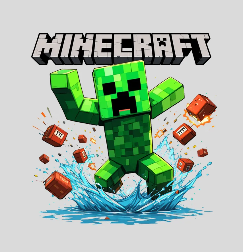 Термонаклейка "Minecraft" Крипер в воде 18,5*19 см-1