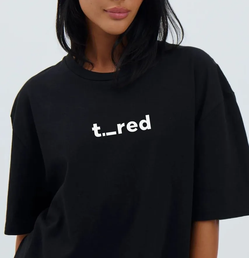 Термоналіпка "Tired" 8*2 см білого кольору-1