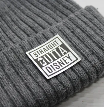 Нашивка "StraightOuttaDisney" 35*35 мм срібного кольору