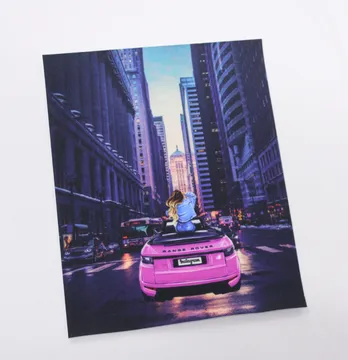 Нашивка тканевая "Девушка в розовом range rover" 20*16 см