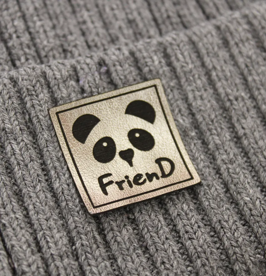 Нашивка "FrienD" (панда) 30*30 мм графітового кольору-0