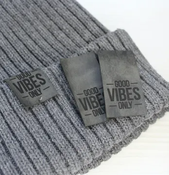 Нашивка "Good vibes" 25*50 мм колір сірий мармуровий