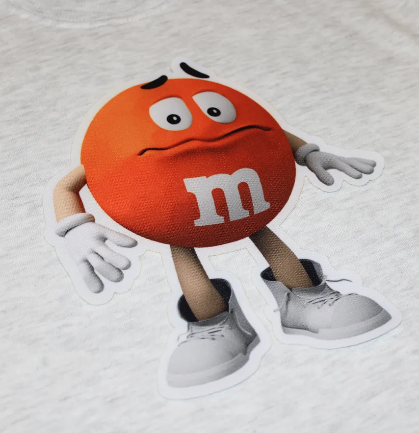 Нашивка тканева фігурна "M&Ms" 19,5*21см помаранчевий-1