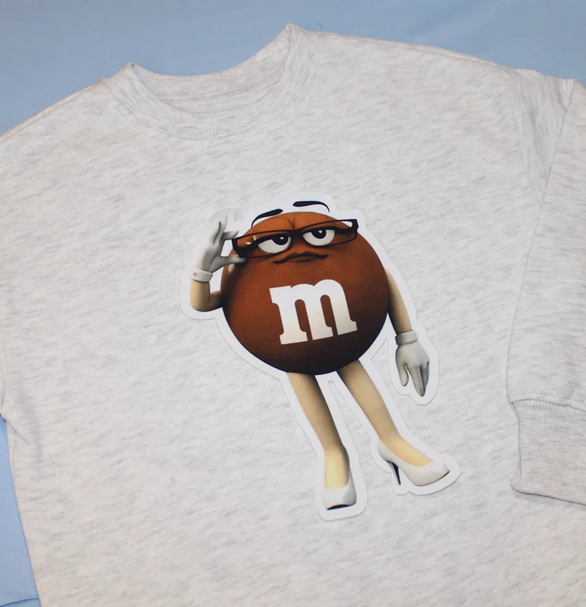 Нашивка тканева фігурна "M&Ms" 19,5*21см коричневий-1