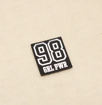 Нашивка "98 Girl Power" 25*30мм черного цвета с серебром