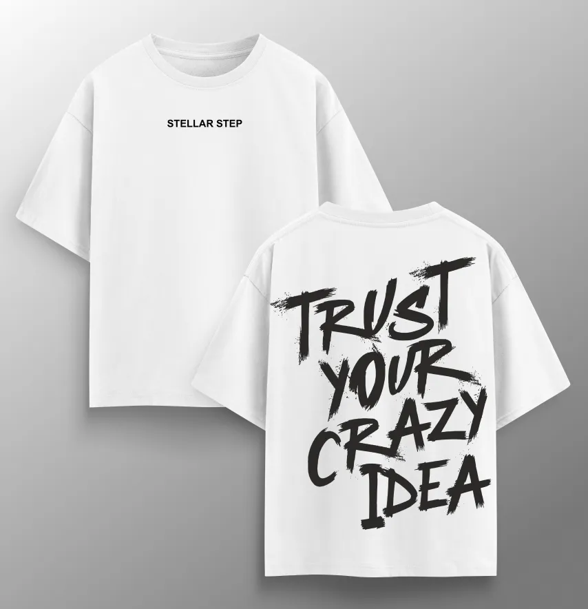 Футболка жіноча оверсайз "Trust your crazy idea" білого кольору-0