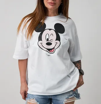 Футболка жіноча оверсайз "Mickey" білого кольору