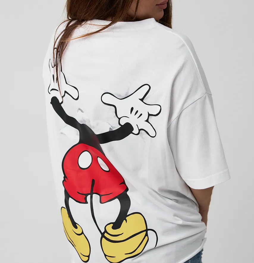 Футболка жіноча оверсайз "Mickey" білого кольору-1