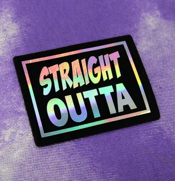 Нашивка "Straight outta" 65*55 мм чорного кольору з голограмою