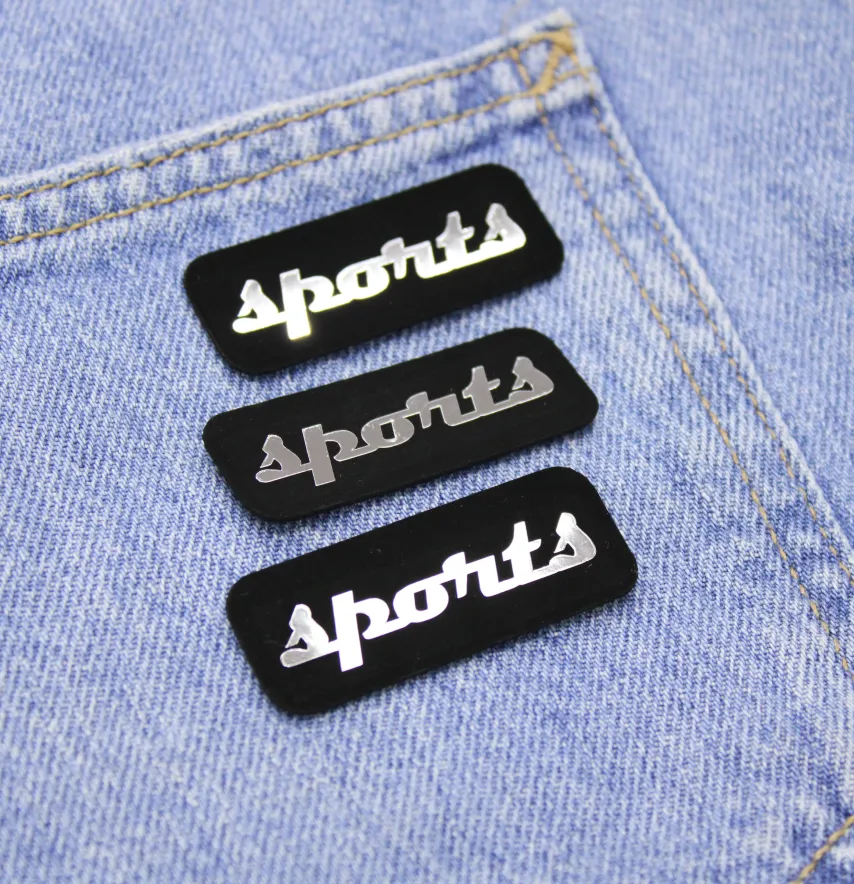 Нашивка "Sports" 50*20мм черного цвета с серебром-2