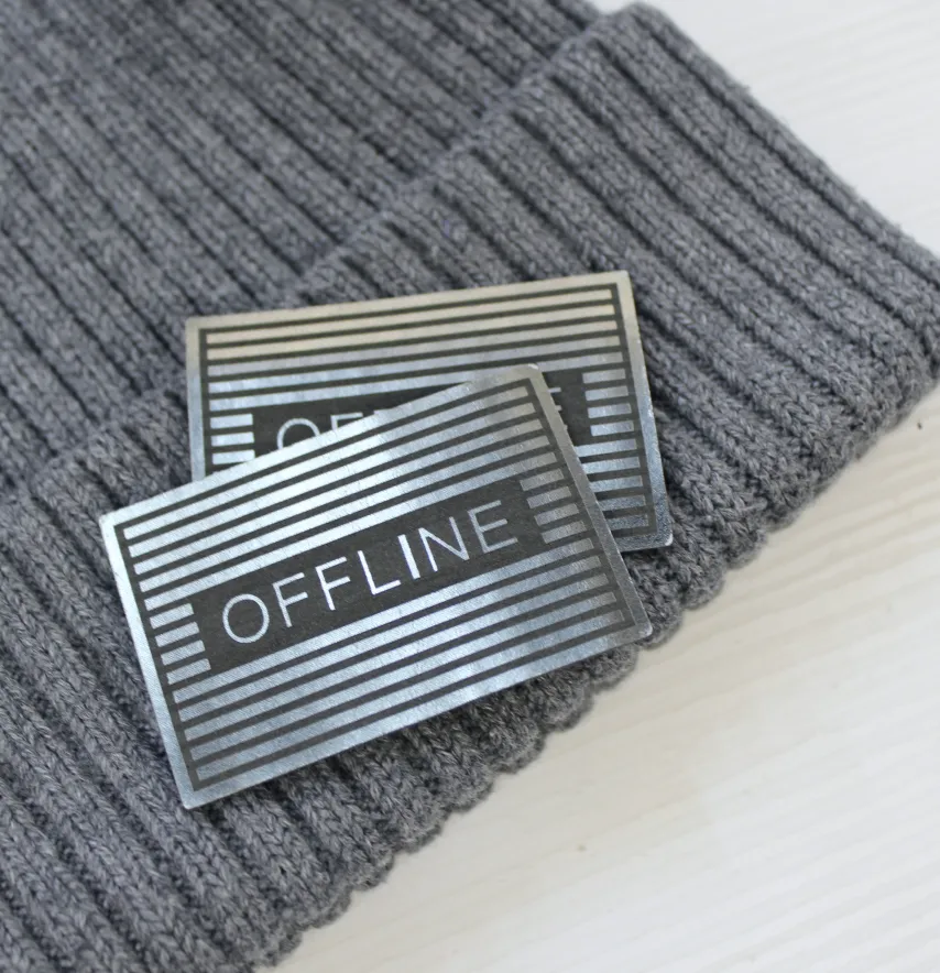 Нашивка "OffLine" 60*40 мм графітового  кольору-1