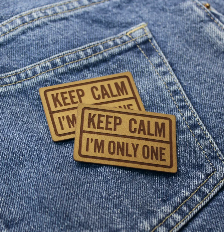 Нашивка "Keep calm" 60*40 мм пісочного кольору-1