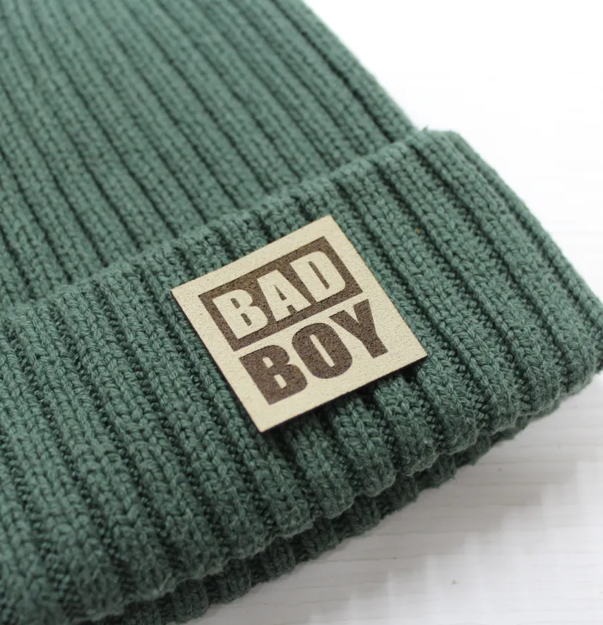 Нашивка "Bad boy" 35*35 мм оливкового кольору-0
