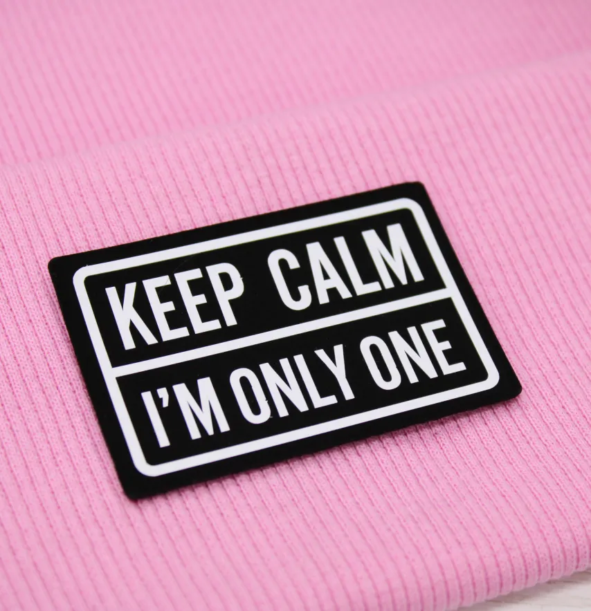 Нашивка "Keep calm" 60*40 мм чорного кольору з білим написом-0
