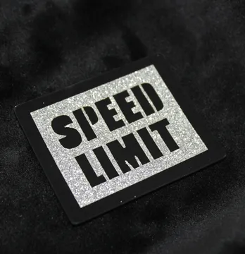 Нашивка з глітеру "Speed limit" 60*50 мм срібного кольору