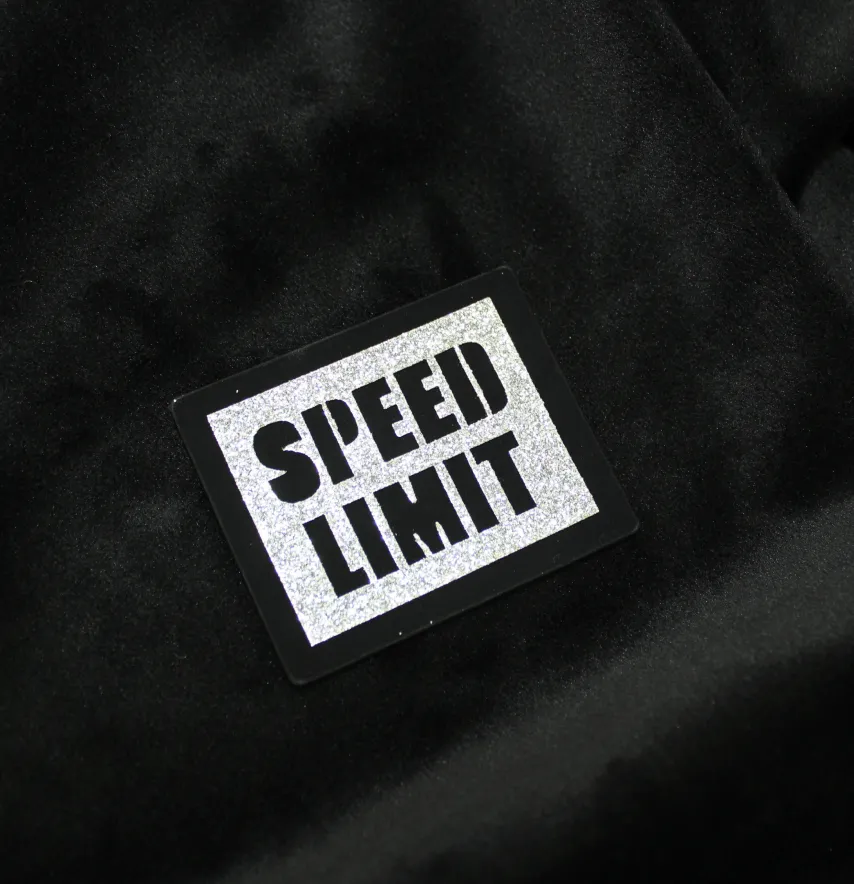 Нашивка з глітеру "Speed limit" 60*50 мм срібного кольору-2