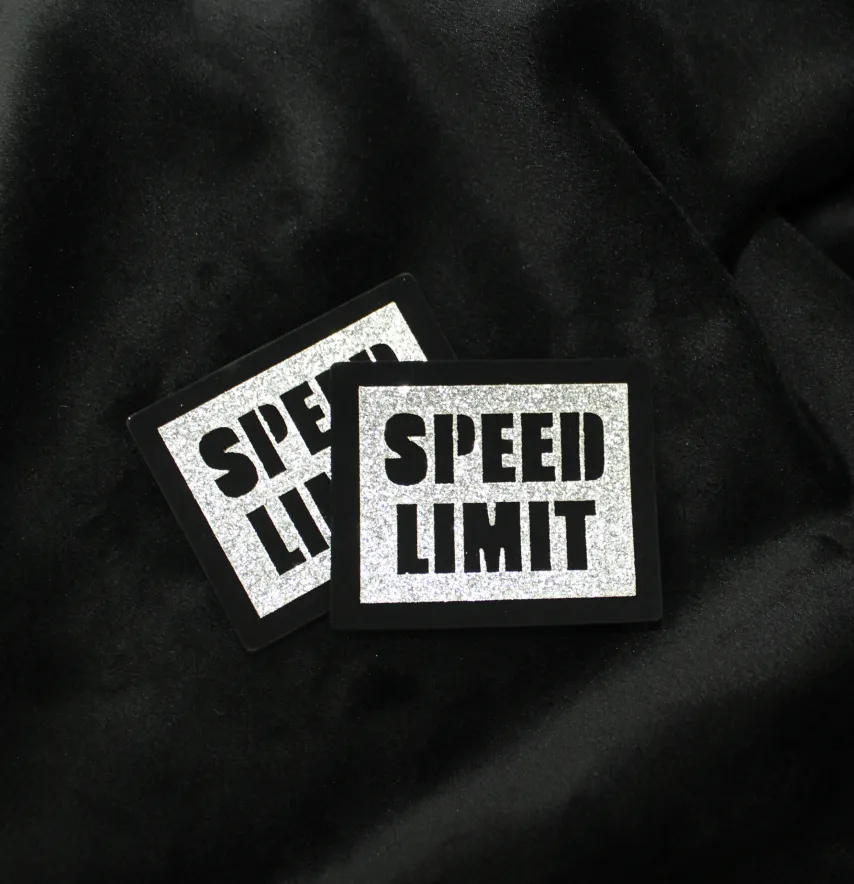 Нашивка з глітеру "Speed limit" 60*50 мм срібного кольору-3