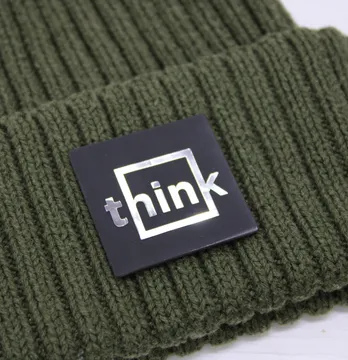 Нашивка "Think" 35*35мм черного цвета с серебром