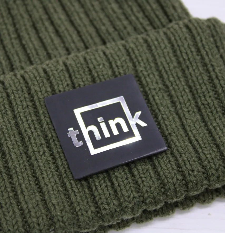 Нашивка "Think" 35*35 мм чорного кольору зі сріблом-0