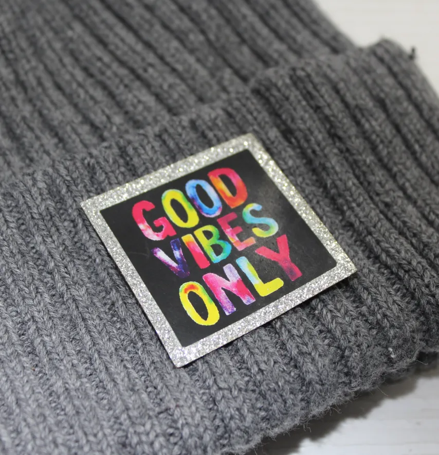 Нашивка з глітеру "Good vides" 40*40 мм-2