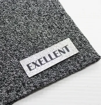 Нашивка из глитера "Exellent" 60*20 мм серебряного цвета