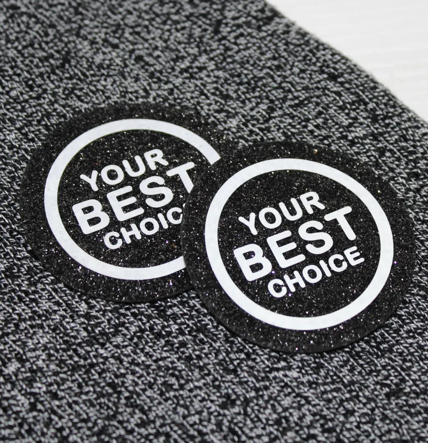 Нашивка из глитера "Your best choise" d=50 мм черного цвета-1