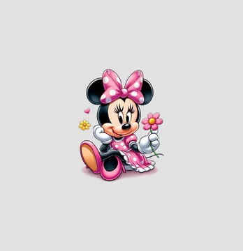 Термонаклейка "Minnie в розовом" с цветком 3,7*5 см