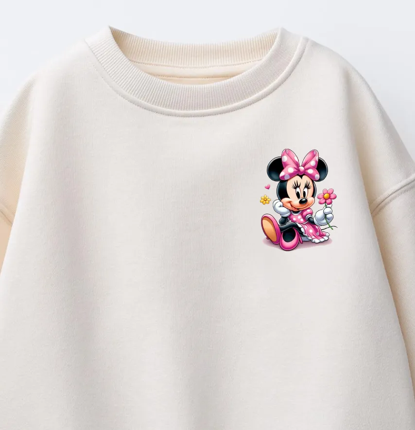 Термоналіпка "Minnie в рожевому" з квіткою 3,7*5 см з блискітками-1