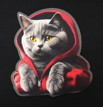 Нашивка тканевая фигурная "Кот в худи" 19 см