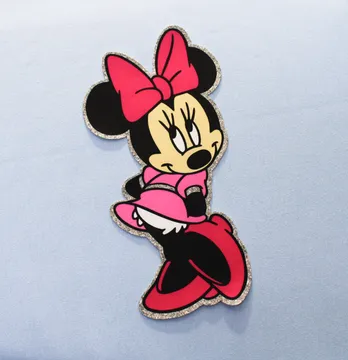 Нашивка тканева фігурна "Minnie" у рожевих туфлях 20*23 см