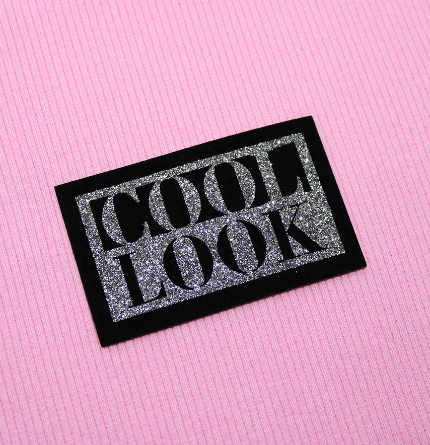 Нашивка из глитера "Cool look" 75*45 мм графитового цвета-1