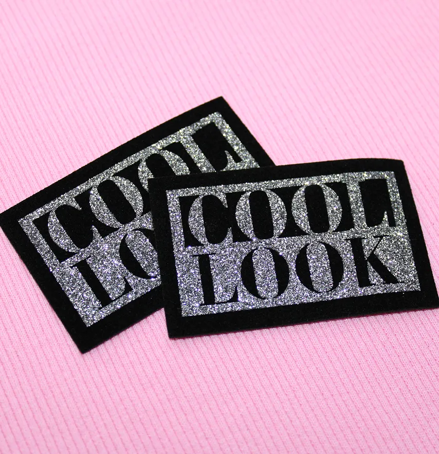 Нашивка из глитера "Cool look" 75*45 мм графитового цвета-2