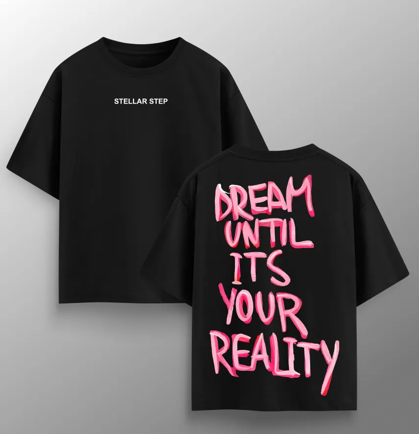Футболка жіноча оверсайз "Dream until it's your reality" чорного кольору-1