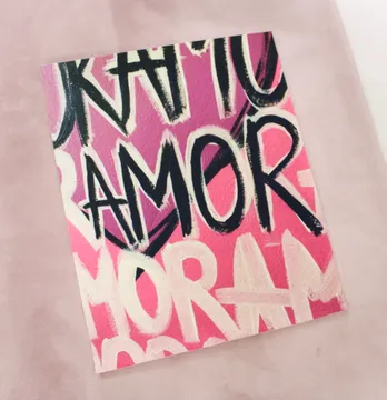 Нашивка тканевая "Amor" 19*22 см розового цвета