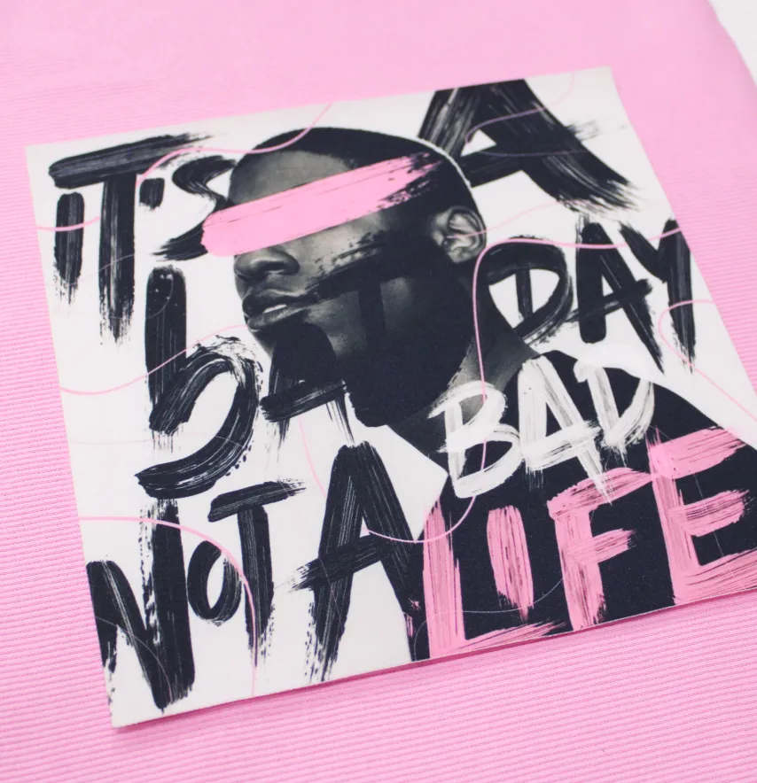 Нашивка тканева "Bad day, not a bad life" 22*22 см-1