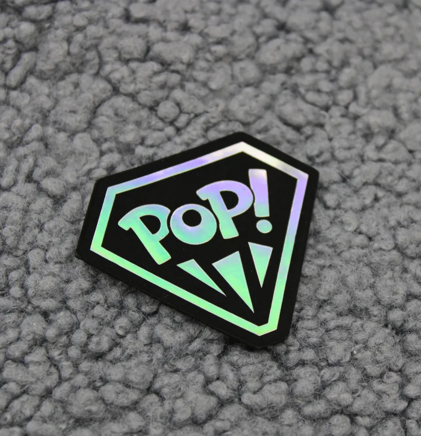 Нашивка "Pop it" алмаз 50*60 мм чорного кольору з голограмою-0