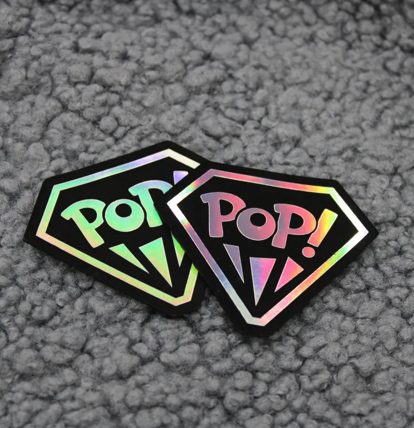 Нашивка "Pop it" алмаз 50*60 мм чорного кольору з голограмою-1