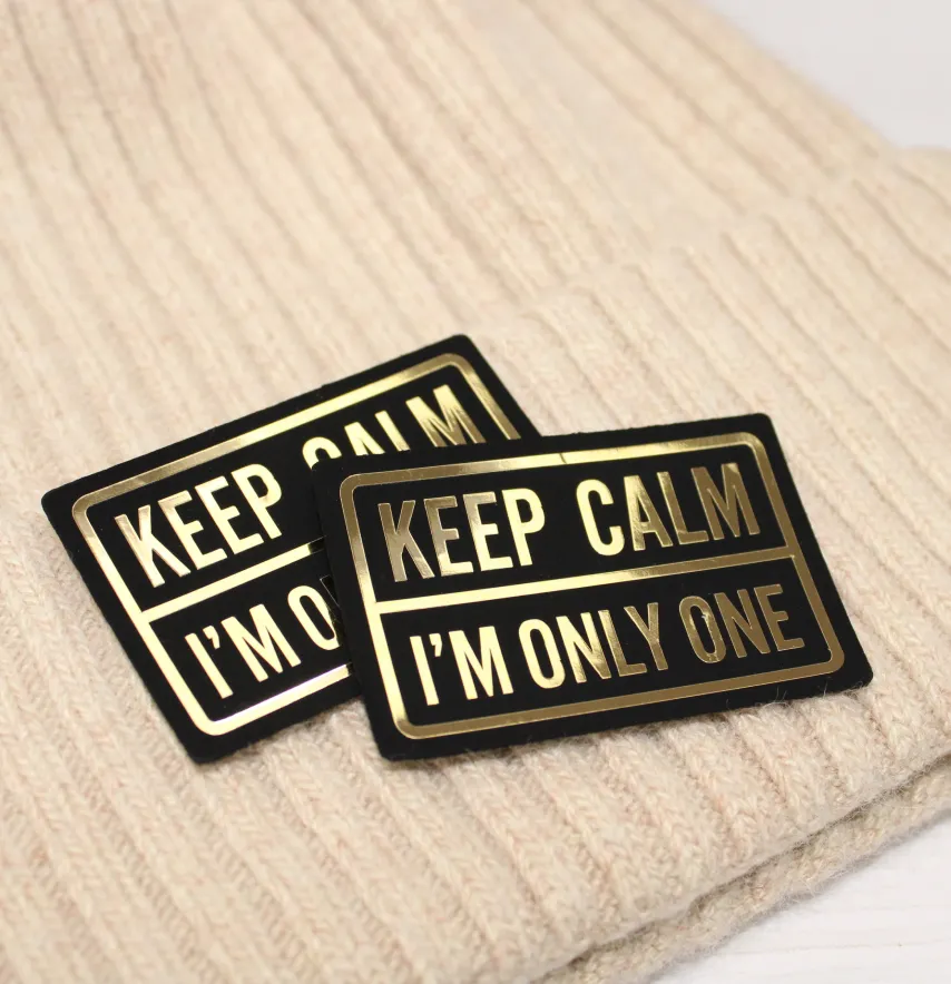 Нашивка "Keep calm" 60*40 мм чорного кольору з золотом-2