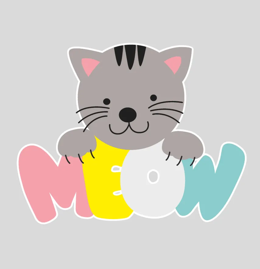 Термонаклейка "Meow" котик 6*4 cм-1