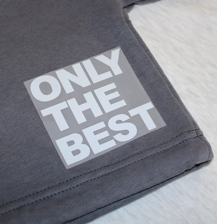 Термоаплікація з плівки "Only The Best" 8*7,5 см білого кольору-0