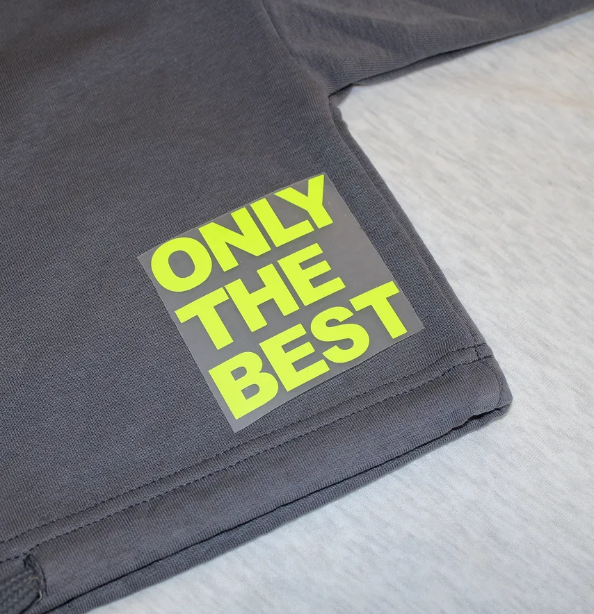 Термоаплікація з плівки "Only The Best" 8*7,5 см лимонного кольору-0