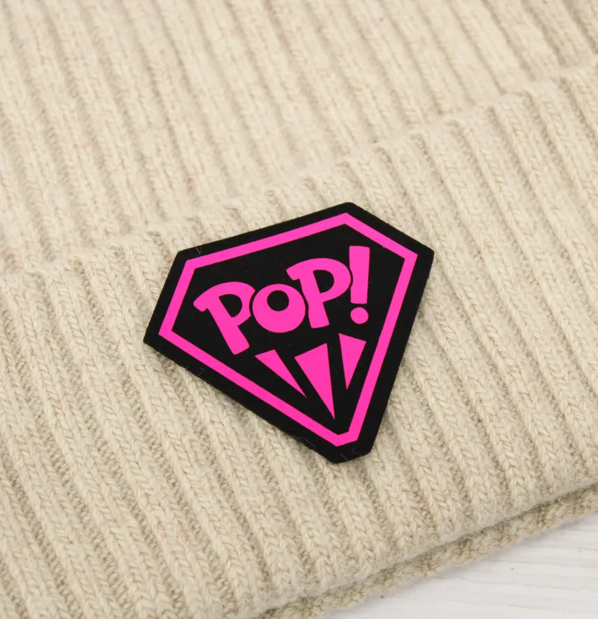 Нашивка "Pop it" алмаз 50*60 мм чорного кольору з рожевим малюнком-0