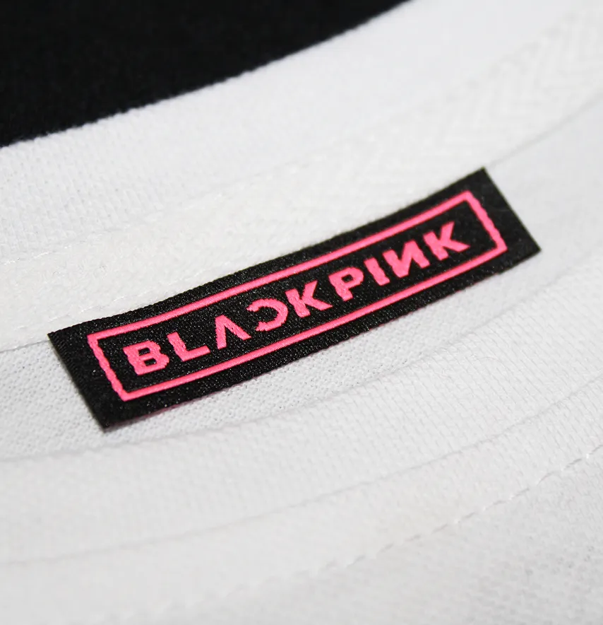 Бирка жакардова "Blackpink" 50*12 мм чорного кольору з рожевим лого-0