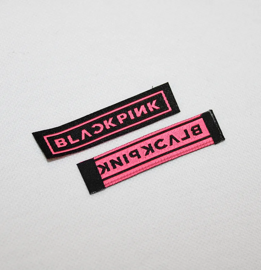 Бирка жакардова "Blackpink" 50*12 мм чорного кольору з рожевим лого-1