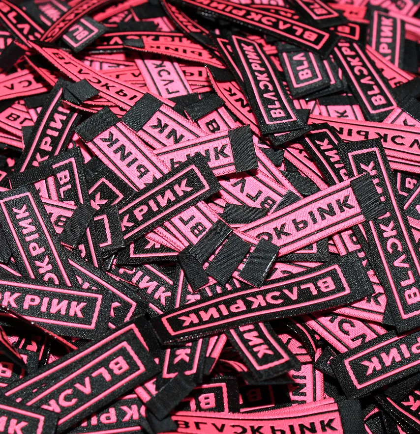 Бирка жакардова "Blackpink" 50*12 мм чорного кольору з рожевим лого-4