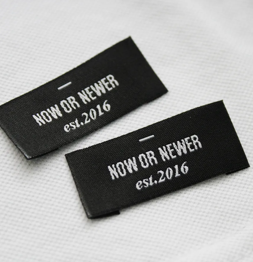Бирка жакардова "Now or never" 45*20 мм чорного кольору -2